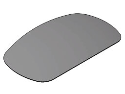 Spegelglas 251x151x2 mm R=425 Tejpat