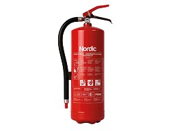 Brandsläckare pulver 6 kg Nordic P6NS 43A inkl. väggfäste